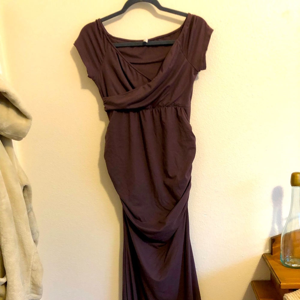 Super soft Pinkblush full length dress criss cross maternity dress